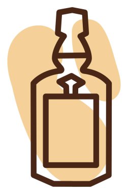 Eski viski şişesi, ikon illüstrasyonu, beyaz arkaplanda vektör