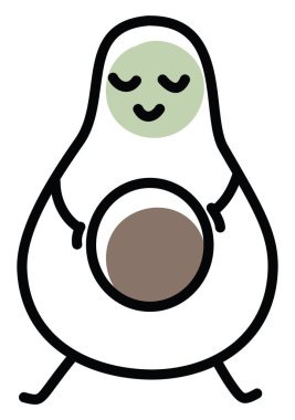 Tatlı avokado, simge illüstrasyonu, beyaz arkaplanda vektör