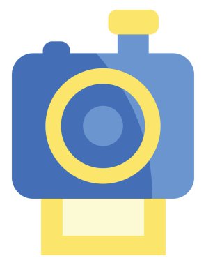 Mavi kamera, simge illüstrasyonu, beyaz arkaplanda vektör