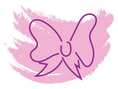 Pembe yay, simge illüstrasyonu, beyaz arkaplanda vektör