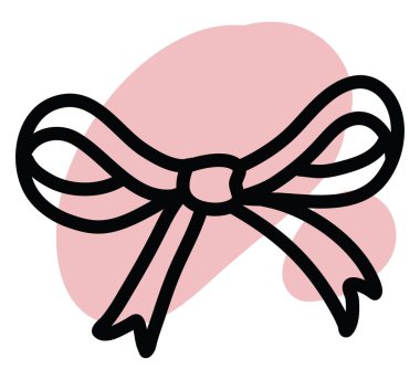 İnce pembe fiyonk, simge illüstrasyonu, beyaz arkaplanda vektör