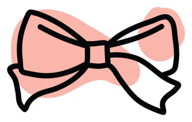 Dekoratif pembe yay, simge illüstrasyonu, beyaz arkaplanda vektör