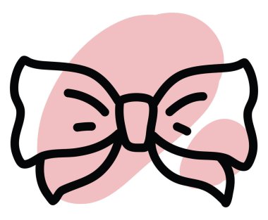 Güzel pembe fiyonk, simge çizimi, beyaz arkaplanda vektör