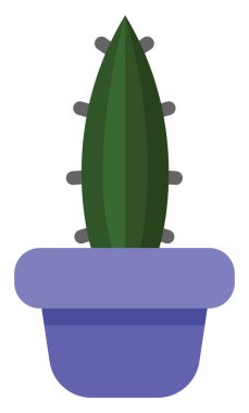 Mor tencerede öküz dili kaktüsü, ikon illüstrasyonu, beyaz arka planda vektör.