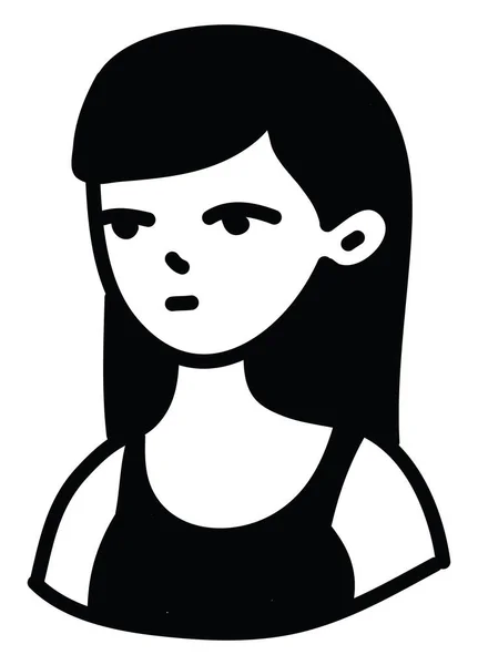 Girl Very Long Dark Hair Icon Illustration Vector White Background — Stock Vector