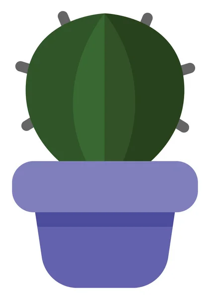 Kuličkový Kaktus Fialovém Hrnci Ikona Ilustrace Vektor Bílém Pozadí — Stockový vektor