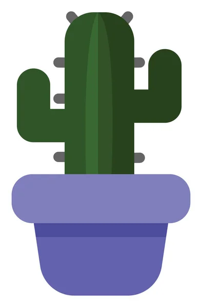 Saguaro Cactus Pote Púrpura Icono Ilustración Vector Sobre Fondo Blanco — Vector de stock