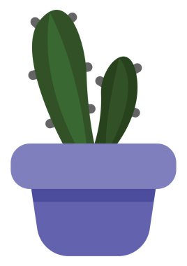 Mor tencerede yabanmersini kaktüsü, ikon illüstrasyonu, beyaz arkaplanda vektör