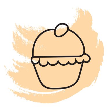 Tatlı kek, ikon illüstrasyon, beyaz arkaplanda vektör