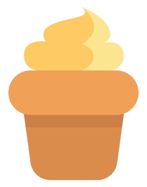 Vanilyalı kek, simge illüstrasyonu, beyaz arkaplanda vektör