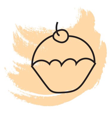 Yumuşak vişneli kek, simge illüstrasyonu, beyaz arkaplanda vektör