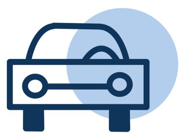 Mavi otomobil, simge illüstrasyonu, beyaz arkaplanda vektör