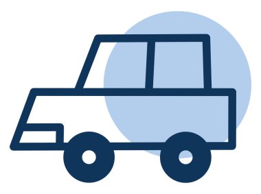 Mavi araba, simge çizimi, beyaz arkaplanda vektör