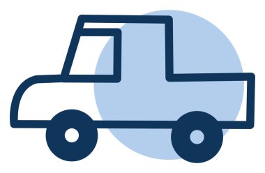 Mavi kamyon, simge çizimi, beyaz arkaplanda vektör