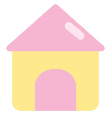 Kedi evi, simge çizimi, beyaz arkaplanda vektör