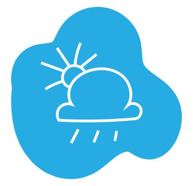 Yağmurlu güneşli, simge resimli, beyaz arkaplanda vektör