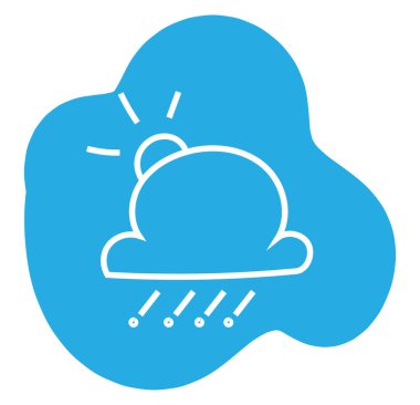 Güneşli fırtına bulutu, simge illüstrasyonu, beyaz arkaplanda vektör