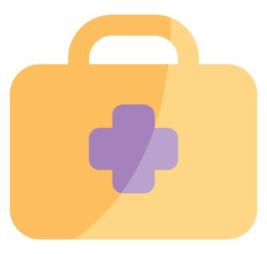 İlk yardım çantası, simge illüstrasyonu, beyaz arkaplan üzerindeki vektör