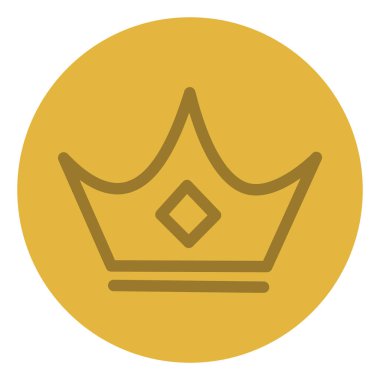 Zarif altın taç, ikon illüstrasyonu, beyaz arkaplanda vektör