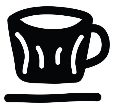 Dört beyaz çizgili siyah kupa, simge illüstrasyonu, beyaz arkaplanda vektör