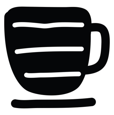 Üç beyaz yatay çizgili siyah kupa, simge çizimi, beyaz arkaplan üzerinde vektör