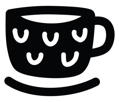 Seramik siyah bardak, simge illüstrasyonu, beyaz arkaplan üzerindeki vektör