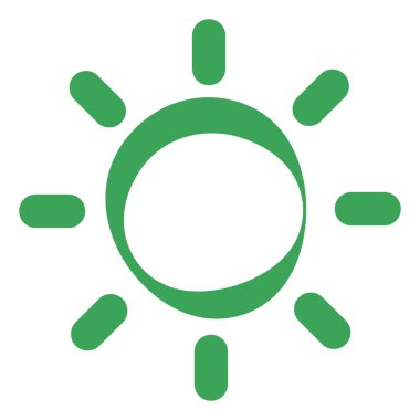 Yeşil güneş, simge illüstrasyonu, beyaz arkaplanda vektör