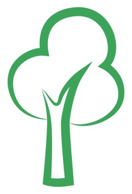 Yeşil eko ağacı, simge illüstrasyonu, beyaz arkaplanda vektör