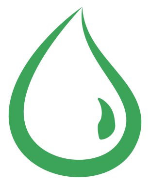 Yeşil su damlası, simge illüstrasyonu, beyaz arkaplanda vektör