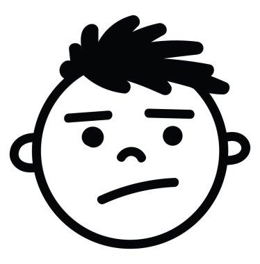 Memnun olmayan çocuk, simge illüstrasyonu, beyaz arkaplanda vektör