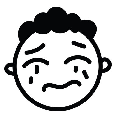 Ağlayan çocuk, ikon çizimi, beyaz arkaplanda vektör