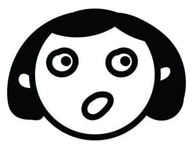 Korkak kız, simge çizimi, beyaz arkaplanda vektör