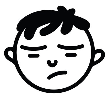 Acı çeken çocuk, ikon çizimi, beyaz arka planda vektör