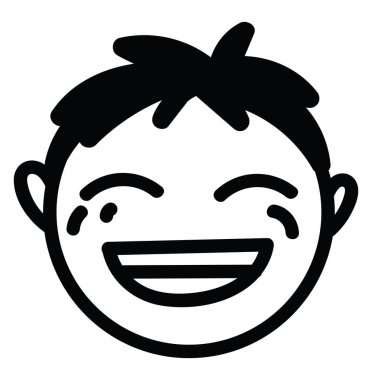 Ağlayan çocuk gülüyor, ikon çizimi, beyaz arka planda vektör.