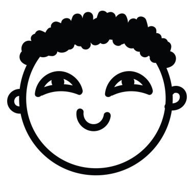 Lütfen küçük çocuk, beyaz arka planda ikon çizimi, vektör