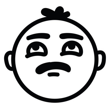 Sıkılmış çocuk, simge çizimi, beyaz arkaplanda vektör