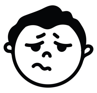 Hayal kırıklığına uğramış çocuk, simge çizimi, beyaz arkaplanda vektör