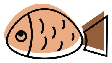 Akvaryumdaki balıklar, ikon illüstrasyonu, beyaz arkaplanda vektör