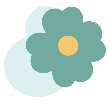 Mavi çiçek, simge illüstrasyonu, beyaz arkaplanda vektör