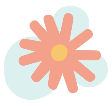 Pembe çiçek, simge çizimi, beyaz arkaplanda vektör