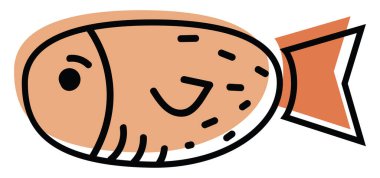 Bej renkli balık, simge illüstrasyonu, beyaz arkaplanda vektör