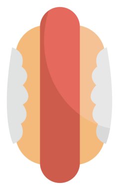 Taze sosisli sandviç, simge illüstrasyonu, beyaz arkaplanda vektör