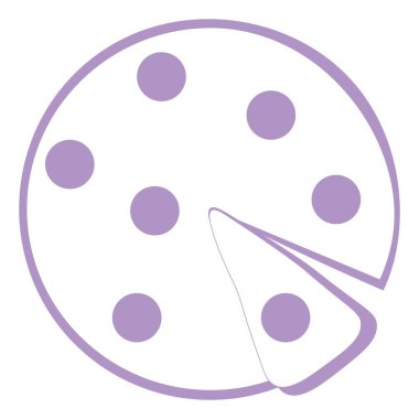 Mor pizza, ikon illüstrasyon, beyaz arkaplanda vektör