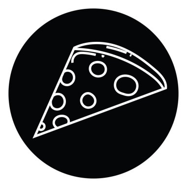 Pizza dilimi, simge illüstrasyonu, beyaz arkaplanda vektör