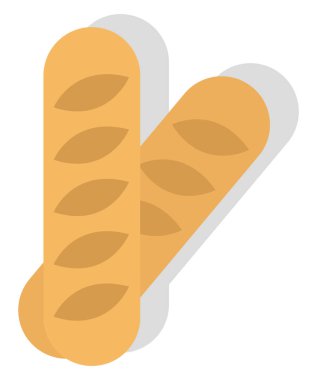 Fransız baget, simge illüstrasyonu, beyaz arkaplanda vektör