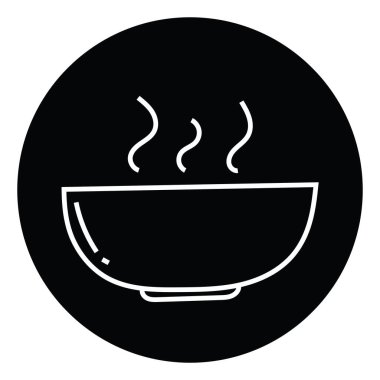 Sıcak çorba kasesi, ikon illüstrasyonu, beyaz arkaplanda vektör