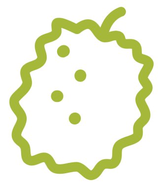 Yeşil Durian, simge illüstrasyonu, beyaz arkaplanda vektör