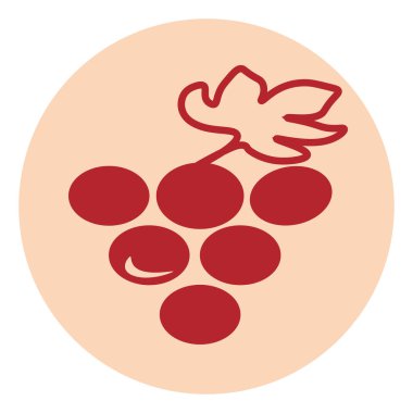 Kırmızı üzümler, simge illüstrasyonu, beyaz arkaplanda vektör