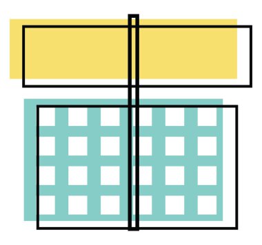 Mavi ve sarı hediye kutusu, simge illüstrasyonu, beyaz arkaplanda vektör