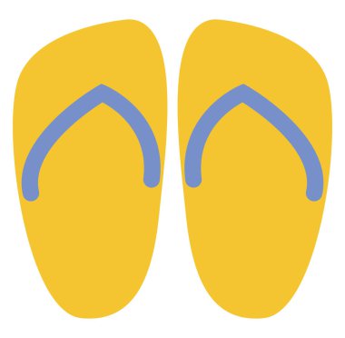 Sarı parmak arası terlikler, simge illüstrasyonu, beyaz arkaplan üzerindeki vektör